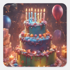 Pegatina Cuadrada Une fête d'anniversaire réussie