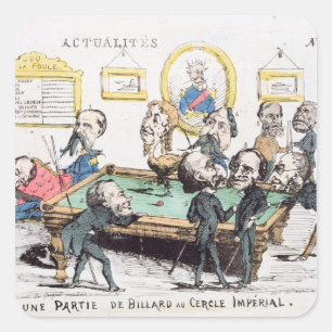 Pegatina Cuadrada Une Partie de Billard au Cercle Imperial'