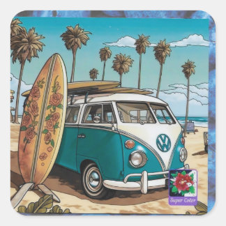 Pegatina Cuadrada une voiture sur photo carré