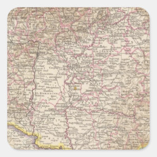Pegatina Cuadrada Ungarn, Hungría Atlas Map