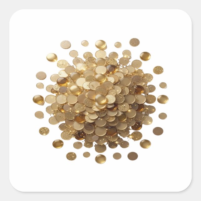 Pegatina Cuadrada Unico oro MONEDAS DE ORO EXPLOSIÓN Estilo Vinyl (Anverso)