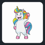 Pegatina Cuadrada Unicorn as Hairdresser with Hairspray<br><div class="desc">This design is the perfect gift for a birthday,  Christmas and other celebrations. It is suitable for women,  men and kids.</div>
