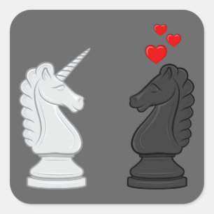 Pegatina Cuadrada Unicorn Chess Knight
