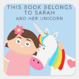 Pegatina Cuadrada Unicorn chicas