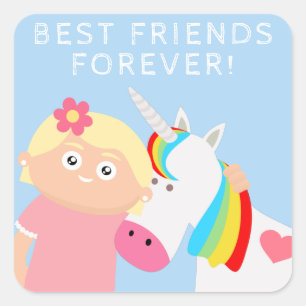 Pegatina Cuadrada Unicorn chicas