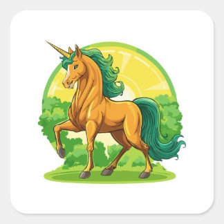 Pegatina Cuadrada Unicorn horse