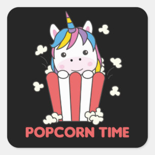 Pegatina Cuadrada Unicorn Popcorn Whats Poppin Funny PopStar