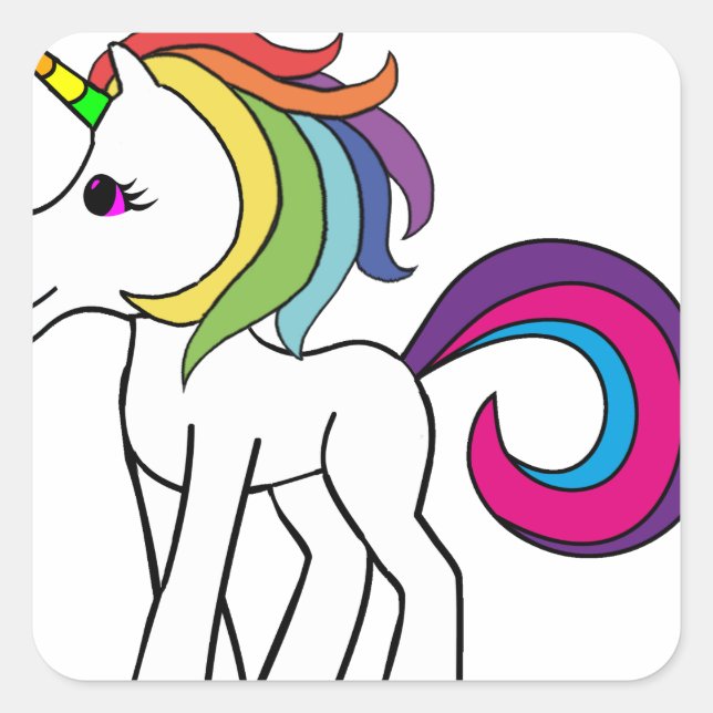 Pegatina Cuadrada Unicornio (Anverso)