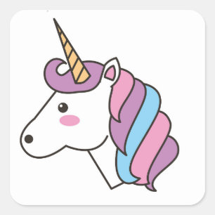 Pegatina Cuadrada Unicornio