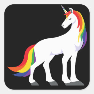 Pegatina Cuadrada Unicornio   arco iris