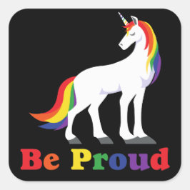 Pegatina Cuadrada Unicornio | arco iris | Proud | LGBT