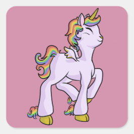 Pegatina Cuadrada ¡Unicornio arcoiris!