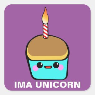 Pegatina Cuadrada Unicornio de Ima