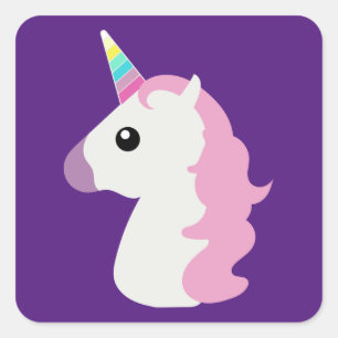 Pegatina Cuadrada Unicornio de la emoji