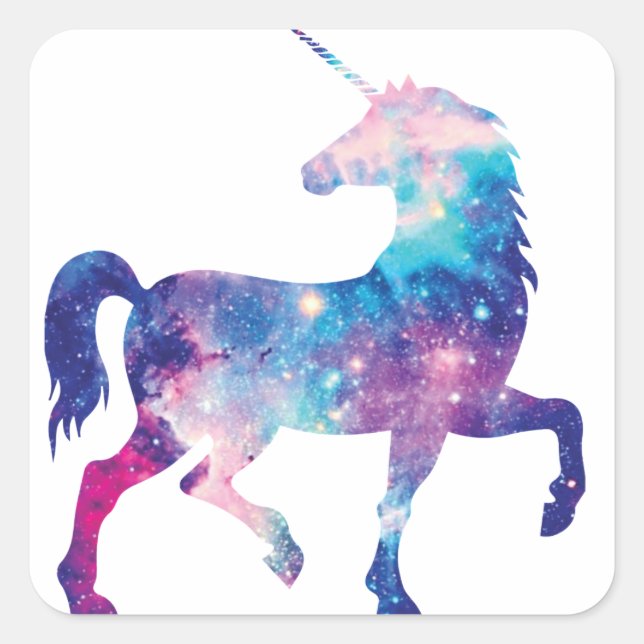 Pegatina Cuadrada Unicornio espumoso mágico (Anverso)