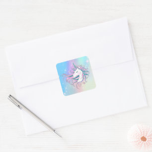 Pegatina Cuadrada Unicornio mágico