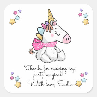 Pegatina Cuadrada Unicornio mágico personalizado