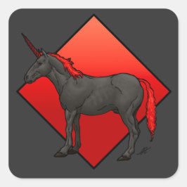 Pegatina Cuadrada Unicornio oscuro