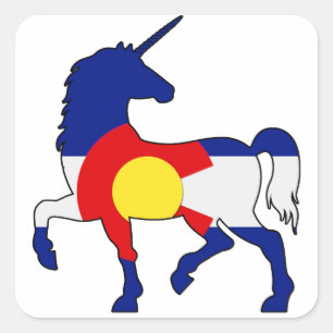 Pegatina Cuadrada ¡Unicornios y Colorado!