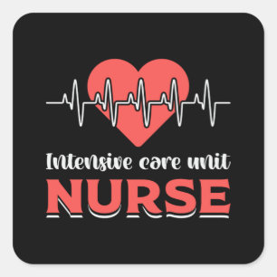 Pegatina Cuadrada Unidad de Cuidados Intensivos Enfermera de Emergen