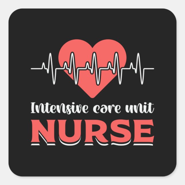 Pegatina Cuadrada Unidad de Cuidados Intensivos Enfermera de Emergen (Anverso)