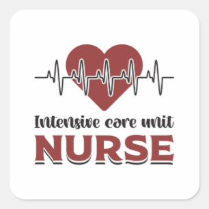 Pegatina Cuadrada Unidad de Cuidados Intensivos Enfermera Medicina d