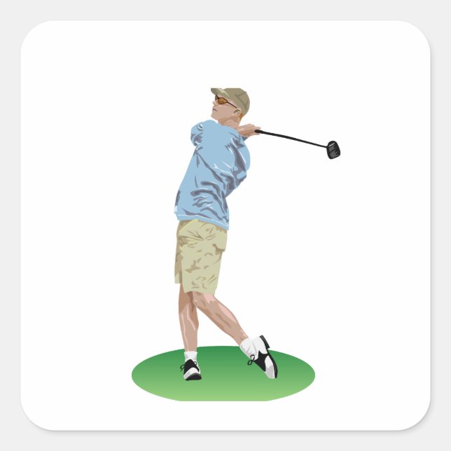 Pegatina Cuadrada Unidad de golf (Anverso)