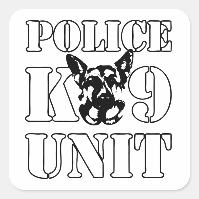 Pegatina Cuadrada Unidad de la policía K-9 (Anverso)
