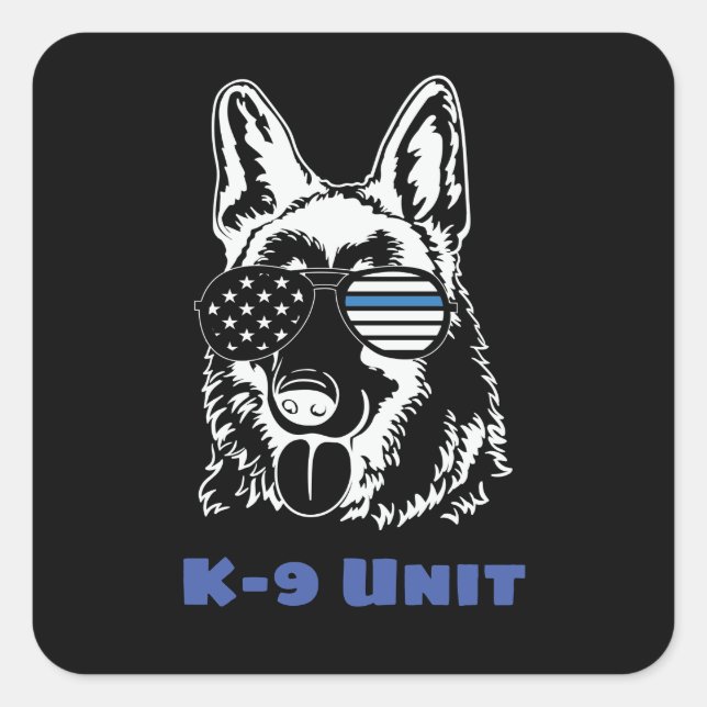 Pegatina Cuadrada Unidad K-9 americana (Anverso)