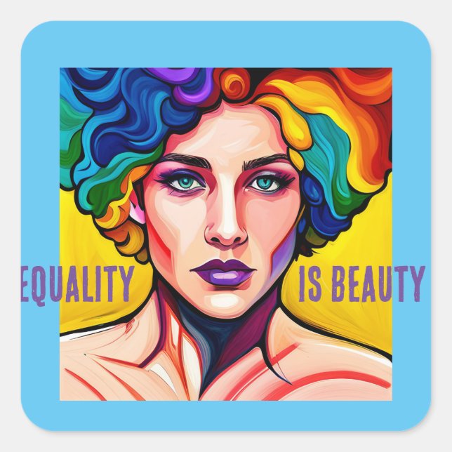 Pegatina Cuadrada Unidad Radiante: La igualdad es belleza (Anverso)