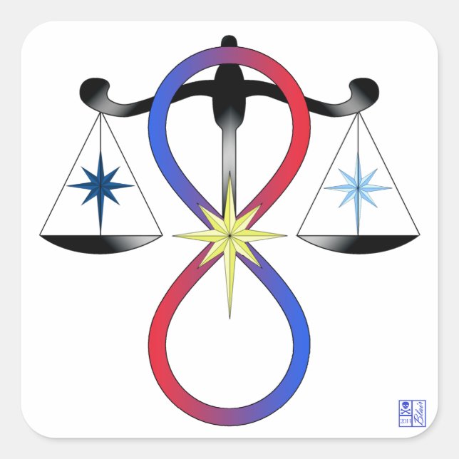 Pegatina Cuadrada Unidad Religiosa Símbolo de Dios Pagan Espirituali (Anverso)