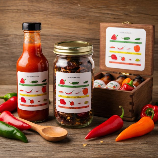Pegatina Cuadrada Unidades de Calor Scoville Tabla de Pimientos Pica (Subido por el creador)