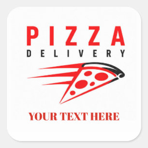 Pegatina Cuadrada 🍕 Uniforme de Personal de Entrega de Pizzería 🍕