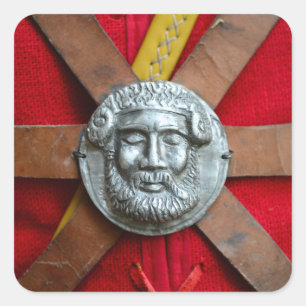Pegatina Cuadrada Uniforme de soldados romanos Júpiter dios medallón