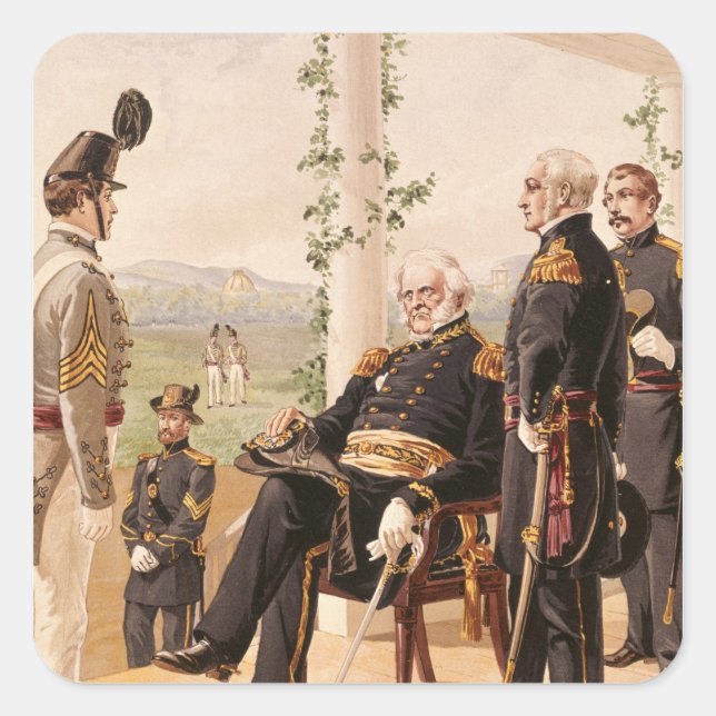 Pegatina Cuadrada Uniformes del ejército estadounidense (Anverso)