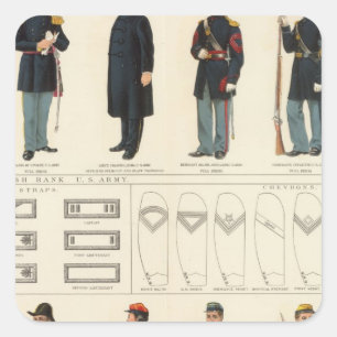 Pegatina Cuadrada Uniformes, los E.E.U.U., ejércitos del CS