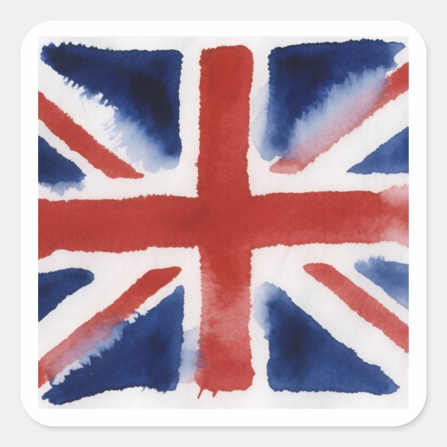 Pegatina Cuadrada Union jack flag sticker (Anverso)