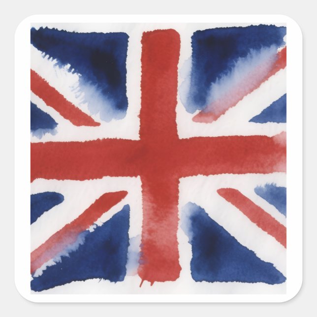 Pegatina Cuadrada Union jack flag sticker (Anverso)