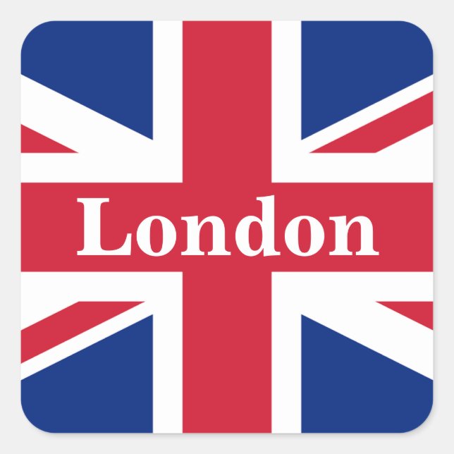 Pegatina Cuadrada Union Jack London ~ British Flag Classic Round Sti (Anverso)