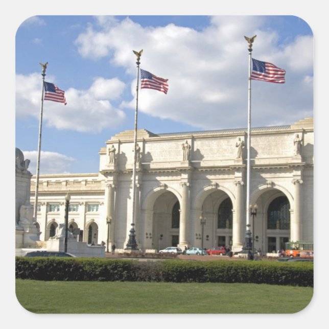 Pegatina Cuadrada Union Station en Washington, D.C. (Anverso)