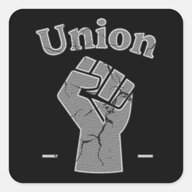Pegatina Cuadrada Union Strong Worker Fist Minimal Design (Anverso)