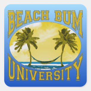 Pegatina Cuadrada Universidad Beach Bum
