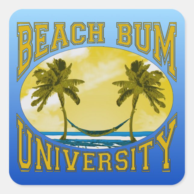 Pegatina Cuadrada Universidad Beach Bum (Anverso)