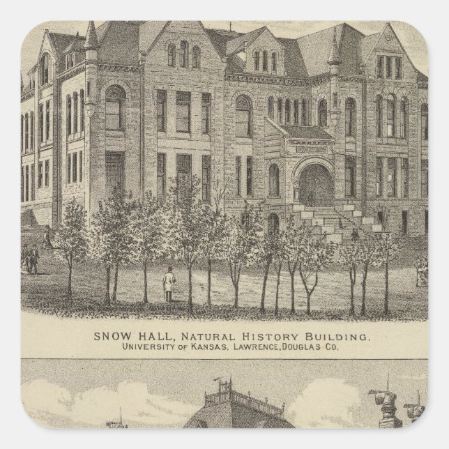 Pegatina Cuadrada Universidad de Kansas (Anverso)