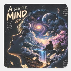 Pegatina Cuadrada Universo Astral del Paisaje Mental Dentro del Arte