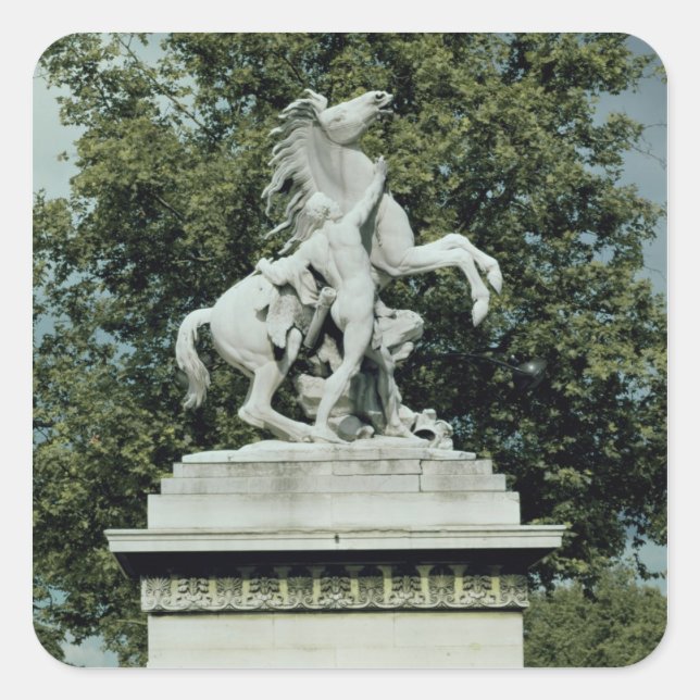 Pegatina Cuadrada Uno de los dos 'Caballos Marly', 1739-45 (Anverso)