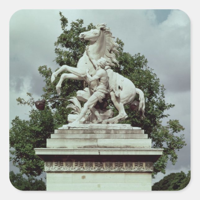 Pegatina Cuadrada Uno de los dos 'Caballos Marly', 1739-45 (Anverso)