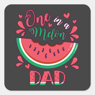 Pegatina Cuadrada Uno en un Fiesta del Día B de papá de Melón