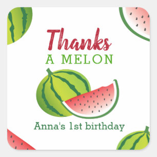 Pegatina Cuadrada Uno en un Melón Gracias