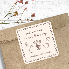 Pegatina Cuadrada Uno Tini En La Vía Espresso Martini Baby Shower